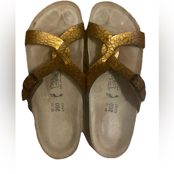 Birki's by Birkenstock Bronze Snake Embossed Slip On Sandal Sz 40 Women’s US 9 - Picture 1 of 5